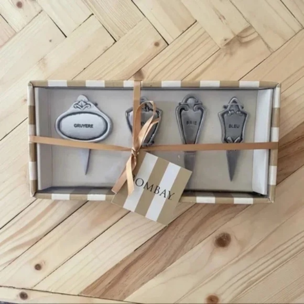 NWT Bombay Charcuterie Board Silver Cheese Markers